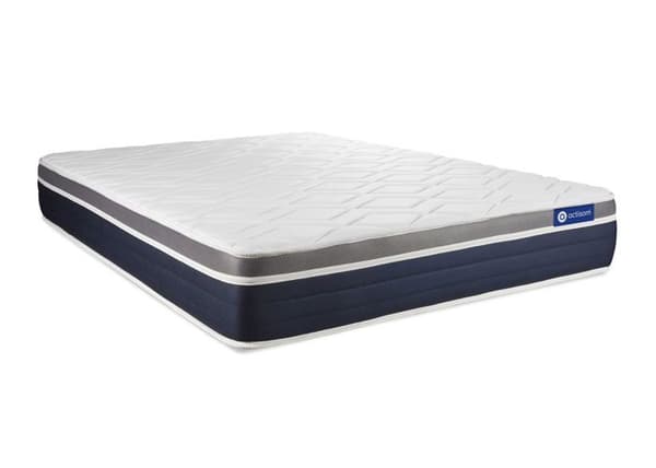 Sängset madrass 200x200 Actilatex komfort - 26 cm - Medium-fast - grå sängram kit + 2 kuddar + täcke