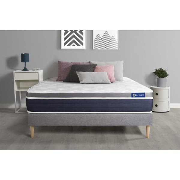 Sängset madrass 180x200 Actimemo komfort - 26 cm - Medium-fast - grå sängbotten kit