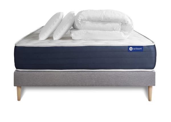 Actimemo Sleep madrass- och bäddset 140x190 - 22 cm - Balanced - grått madrassset + 2 kuddar + täcke