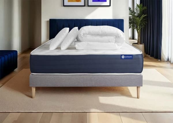 Actimemo Sleep madrass- och bäddset 140x190 - 22 cm - Balanced - grått madrassset + 2 kuddar + täcke