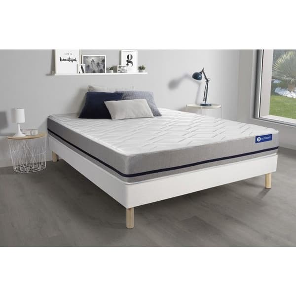 Sängset med latexmadrass 180x200 Actilatex mjuk latex och minnesskum - 20 cm - Medium-fast - vit sängram kit