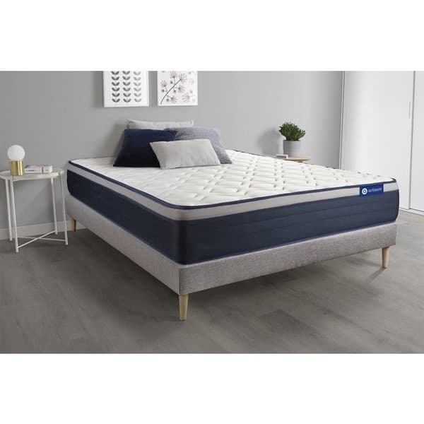 Sängram med madrass 180x200 Actimemo max - 26 cm - Fast - sängram kit grå