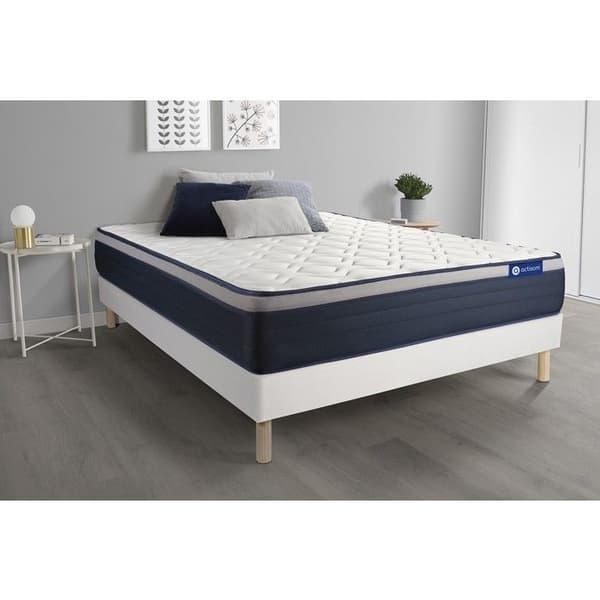 Ensemble madrass Minnesfoam ACTIMEMO MAX 80x190 cm Maxi tjocklek 7 komfortzoner + sängbotten 80 x 190 cm Vit