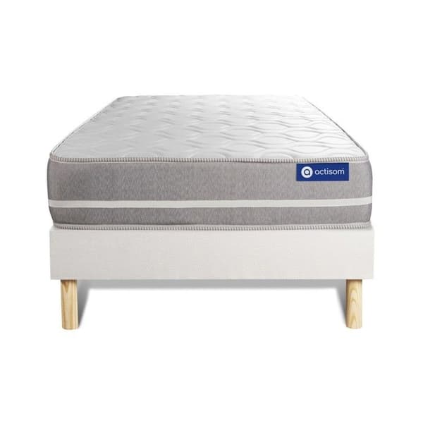 Ensemble madrass Memory foam ACTIMEMO TOUCH 120x200 3 komfortzoner + sängram KIT vit 120 x 200 cm Vit