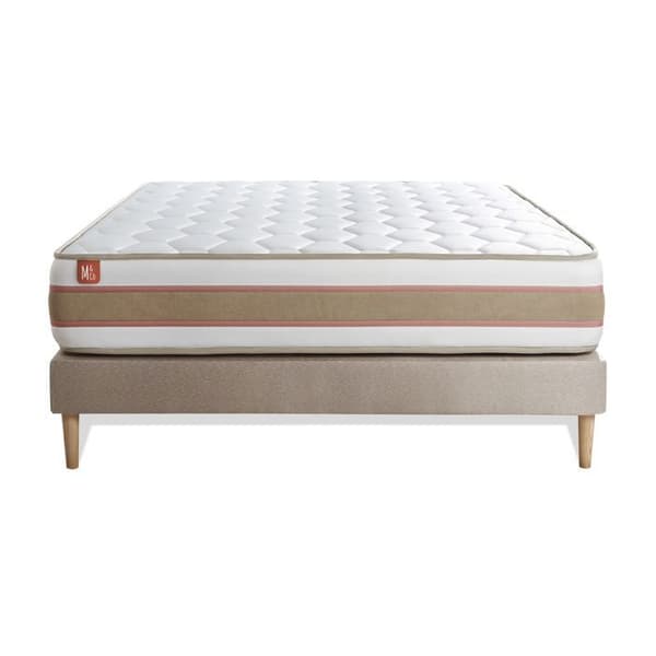 LE DELICAT Set 160x200cm Pocketfjädrar + Memory foam 5 komfortzoner - Tjocklek 26cm + Beige kitbotten