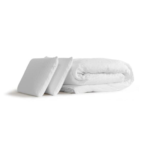 Pack madrass LE SOYEUX 140x190cm Pocketfjädrar + BioVisco minnesskum + sängbottenkit Beige