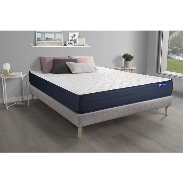 Sängset med madrass 90x190 Actimemo life - 22 cm - Mycket fast - ramset grå