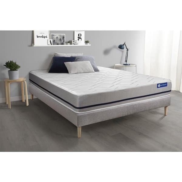 Sängset madrass 200x200 Actimemo soft - 20 cm - Medium-fast - sängbotten kit grå