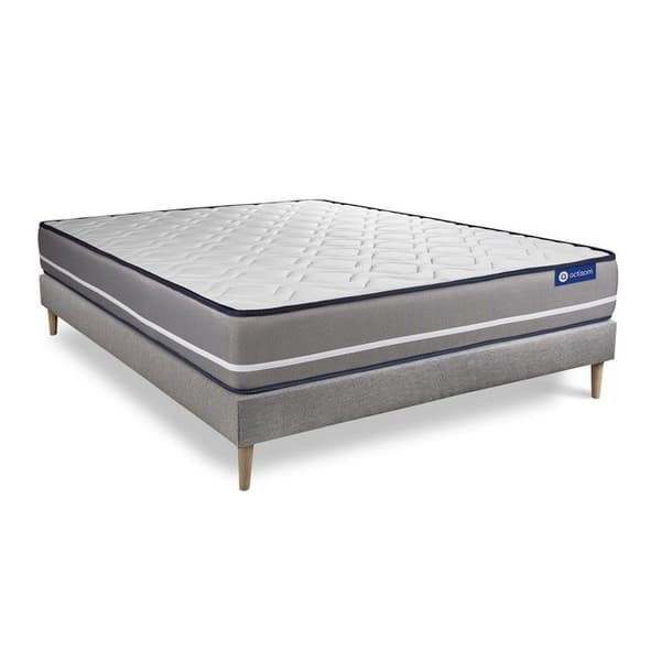 Sänggavel och madrass 140x190 Actimemo pur - 20 cm - Fast - grå sänggavel kit