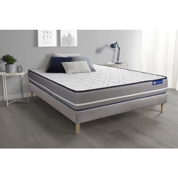 Sängset madrass 90x190 Actimemo ren - 20 cm - Fast - sängram kit grå