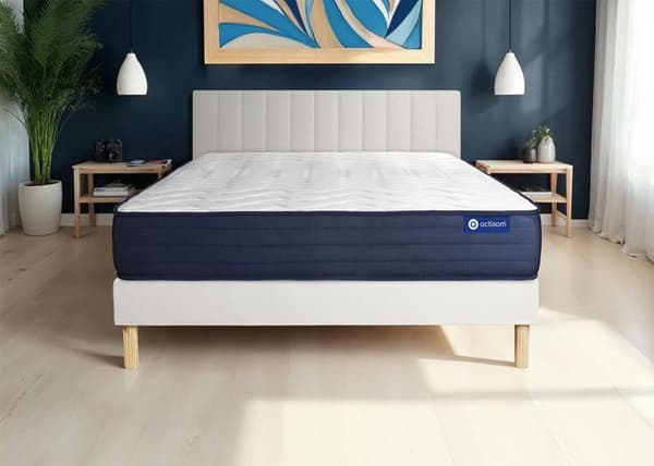 Ensemble madrass ACTIFLEX LIFE 120x200 Fickfjädrar och Formminne 5 komfortzoner + säng 120 x 200 cm Vit