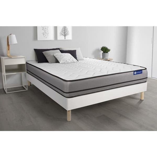 Ensemble madrass ACTILATEX 80x200cm 2 sidor med MEMORY FOAM + LATEX 3 bekvämlighetszoner + sängram K 80 x 200 cm Vit