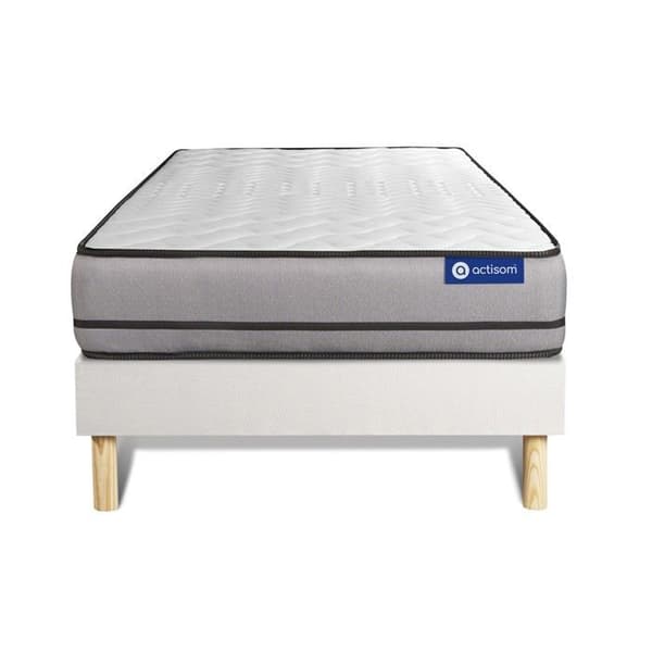 Ensemble madrass ACTILATEX 80x200cm 2 sidor med MEMORY FOAM + LATEX 3 bekvämlighetszoner + sängram K 80 x 200 cm Vit