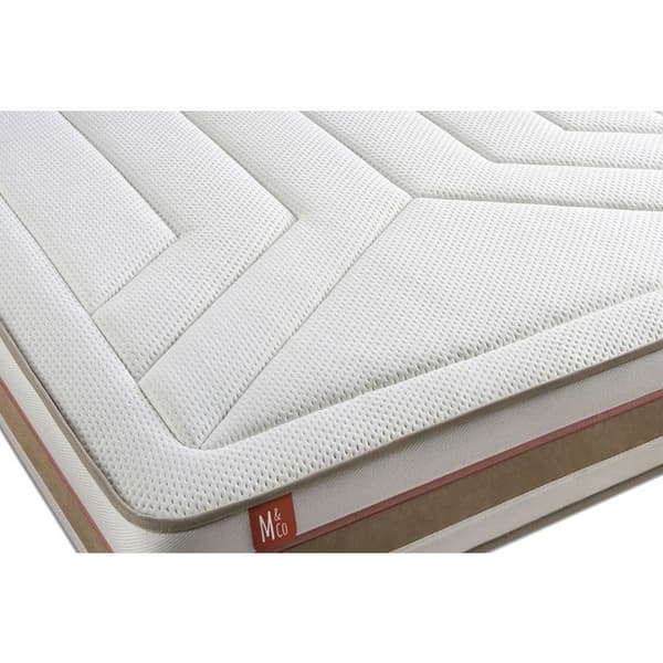 Ensemble LE TENDRE 90x190cm Fjädrar i påse + Minnesskum 7 komfortzoner - Tjocklek 28cm + sängram kit Beige