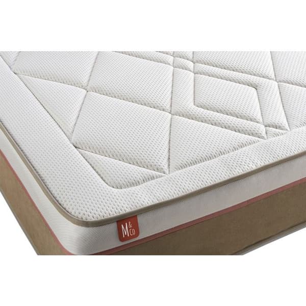 Ensemble LE SOYEUX 90x200cm Säckade fjädrar + BioVisco minnesskum - Tjocklek 24cm + sängram kit Beige