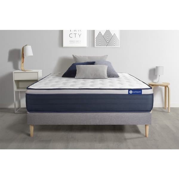 Sängram med madrass 140x190 Actilatex max - 26 cm - Fast - grå sängram kit