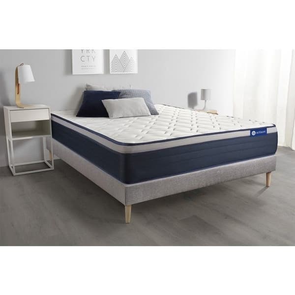 Sängram med madrass 140x190 Actilatex max - 26 cm - Fast - grå sängram kit