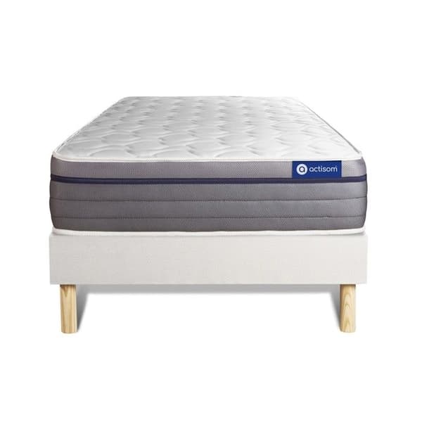 Sängpaket madrass 90x200 Actimemo zen Minnesskum - 26 cm - Balanserad - sängram kit Vit