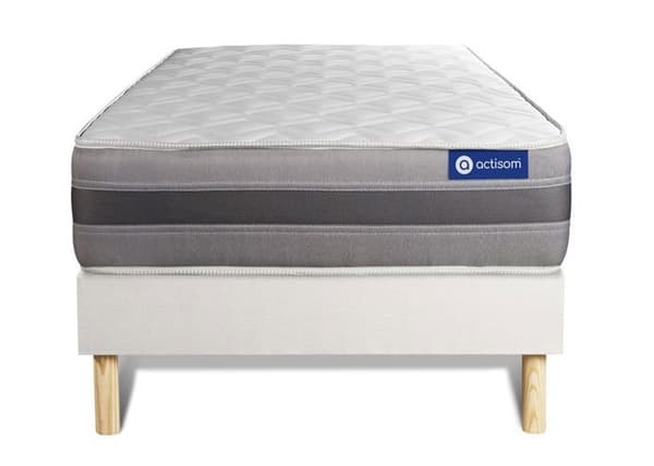 Ensemble sängram madrass 90x190 Actimemo relax Minnesskum - 24 cm - Medium-fast - sängram kit Vit