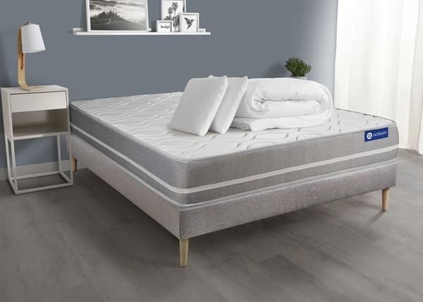 200x200 Actiflex touch madrass- och bottenset - 20 cm - Balanced - grått set med botten + 2 kuddar + täcke