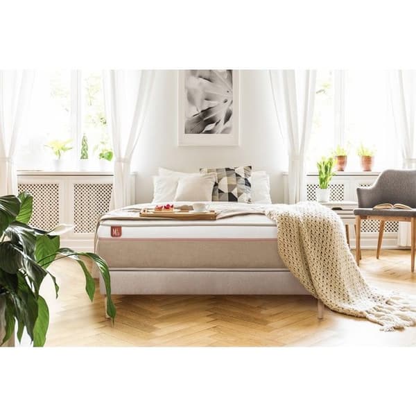 Ensemble LE SOYEUX 180x200cm Säckade fjädrar + BioVisco minnesskum - Tjocklek 24cm + sängbotten kit Beige