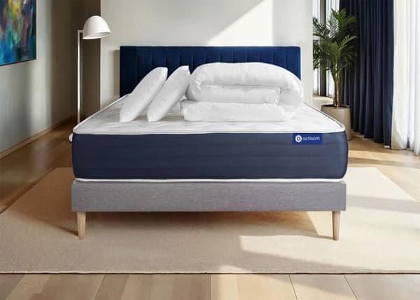 Actilatex Sleep madrass- och bäddset 140x190 - 22 cm - Balanced - grått madrassset + 2 kuddar + täcke