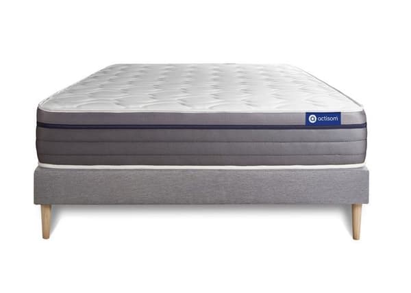 Set med minneskummadrass ACTIMEMO ZEN 120x200 Maxi tjocklek 7 komfortzoner + sängbotten KI 120 x 200 cm Grå