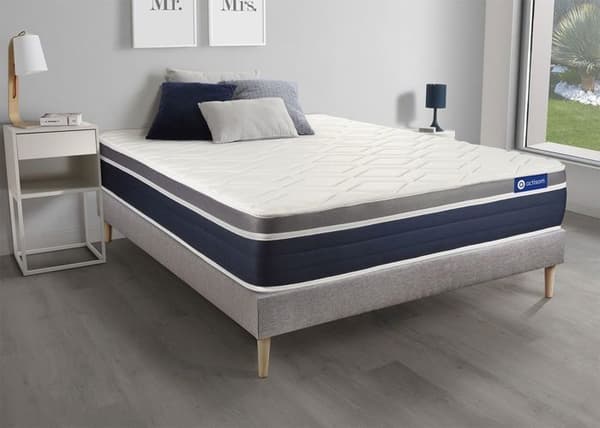 Sängram och madrass 90x190 Actilatex komfort - 26 cm - Medium-fast - sängram kit grå