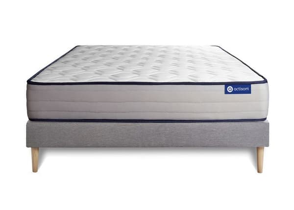 Ensemble madrass av latex och viscoelasticitet ACTILATEX FORM 120x200 cm 5 komfortzoner + sängbotten KIT 120 x 200 cm Grå