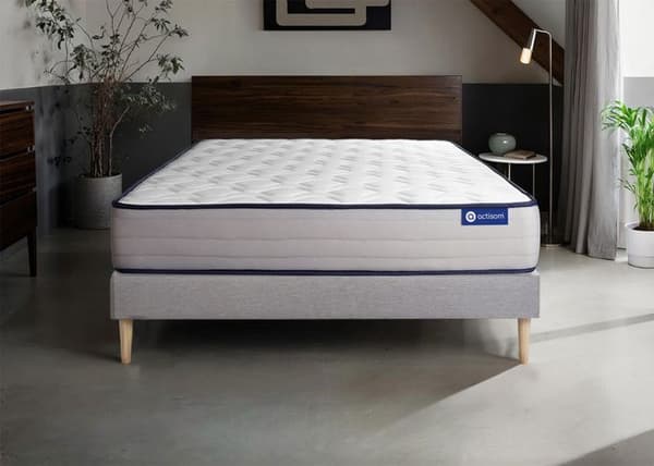 Ensemble madrass av latex och viscoelasticitet ACTILATEX FORM 120x200 cm 5 komfortzoner + sängbotten KIT 120 x 200 cm Grå