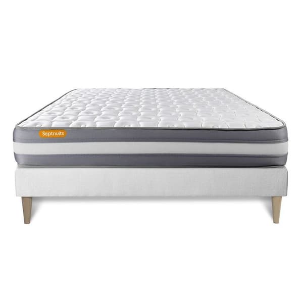 Ensemble sänggavel madrass 140x200 Memo plus minnesskum - 24 cm - Fast - vit sänggavel kit