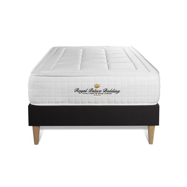 Ensemble sängram madrass 90x200 Balmoral Memory Foam - 24 cm - Fast - sängram kit Svart