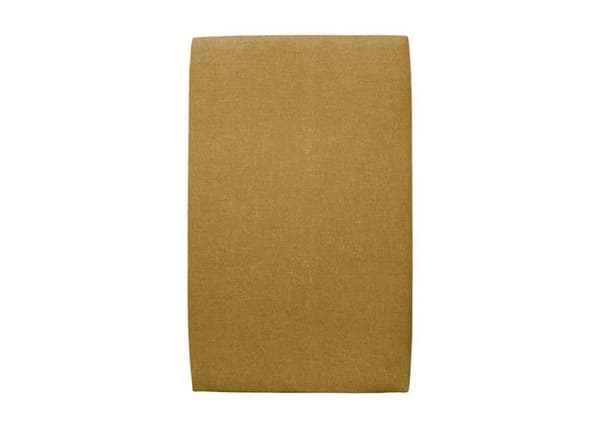 Säng - Märke - 90x190cm - Klädd sänggavel i tyg - Sängbotten kit - Gul - Massivt trä