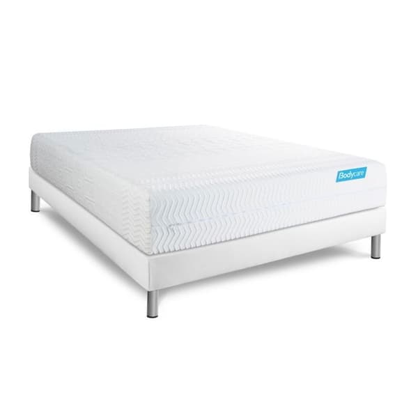 Sängram och madrass 180x200 Biocare Minne av form - 26 cm - Balanserad - vit sängram + 2 kuddar + täcke