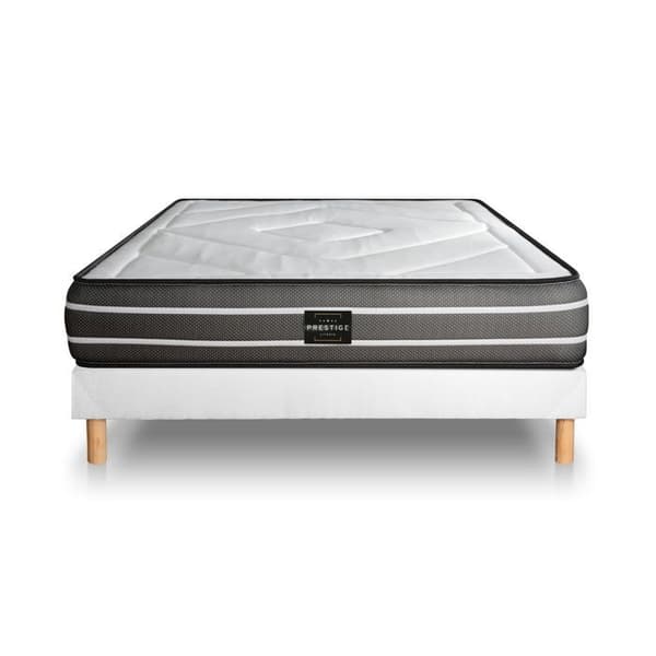 Exklusivt set 160 x 200 cm vitt kit med boxmadrass