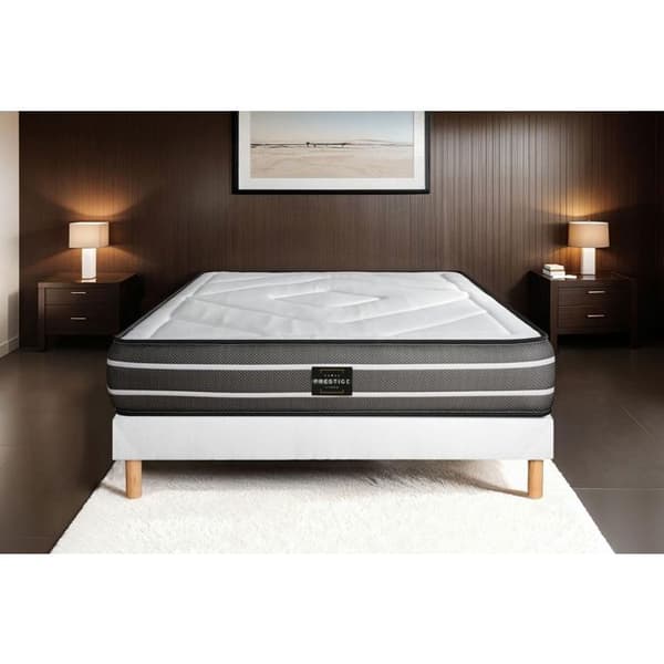 Exklusivt set 160 x 200 cm vitt kit med boxmadrass