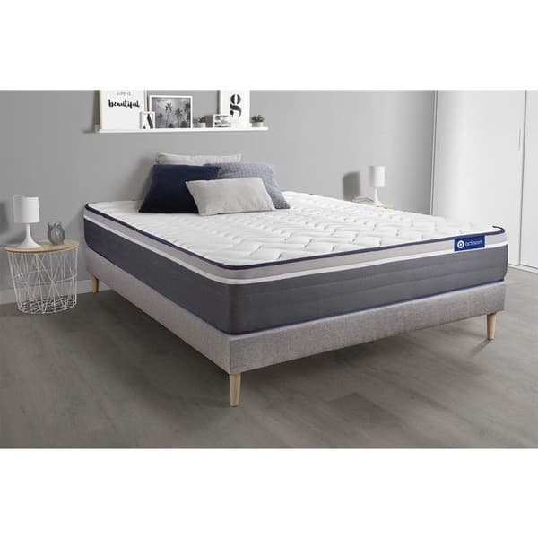 Ensemble sängbotten madrass 140x190 Actimemo plus - 26 cm - Mycket fast - grå sängbotten kit