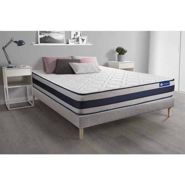 Sängpaket med madrass 140x190 Actimemo ergo - 24 cm - Fast - grå sängbotten kit