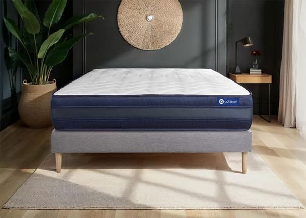 Sängsäng med madrass 90x190 Actimemo tech - 24 cm - Mycket fast - grå sängsängsats