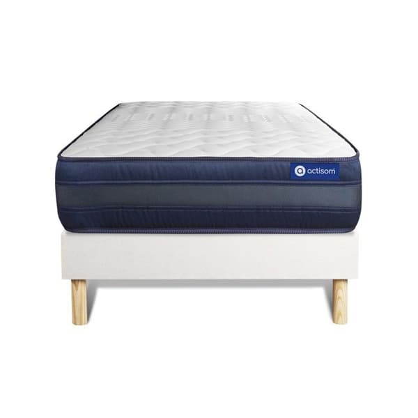 Ensemble madrass ACTIFLEX TECH 80x200 Minne av form Maxi tjocklek 5 zoner av komfort + sängram KI 80 x 200 cm Vit