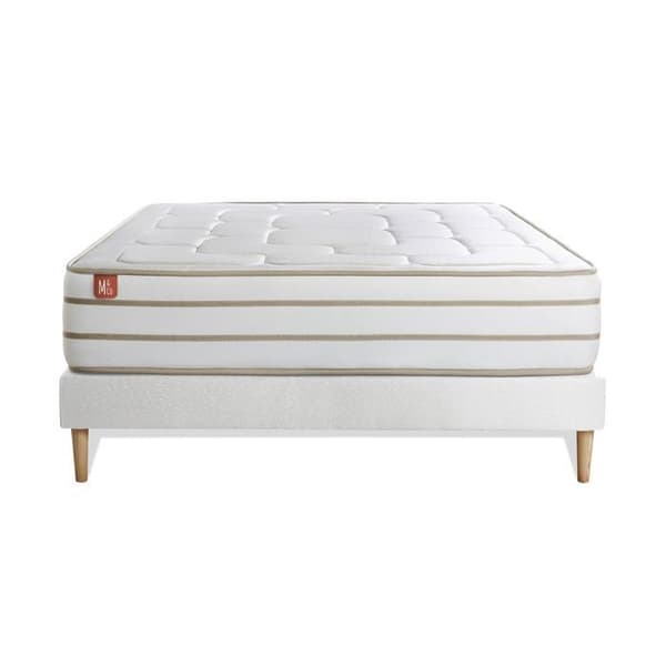 Set LE DOUILLET 140x200cm Minnesskum BioVisco - Maxi tjocklek 26cm + ramset Vit