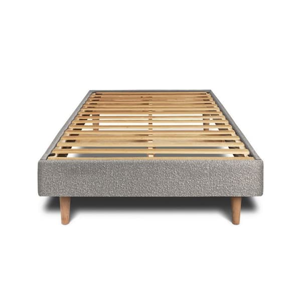 Säng - Massivt trä - Grå - Puffad huvudgavel - Sänggavel kit - 90x200cm