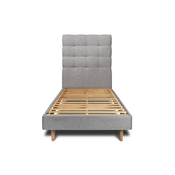 Säng - Massivt trä - Grå - Puffad huvudgavel - Sänggavel kit - 90x200cm