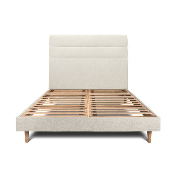 Säng 200x200cm med sänggavel tyglinjer och sängbotten kit Ljus beige - Totalhöjd: 29cm