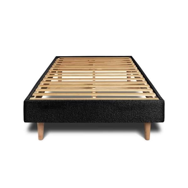 Sommier Kit Bouclette Noir 90x200 H29cm Sommeil de plomb - Sommier i massivträ med träben konformade 15 cm