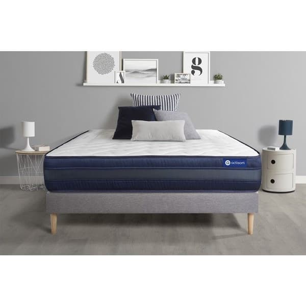 Sängram med madrass 140x190 Actimemo tech - 24 cm - Mycket fast - grå sängram set