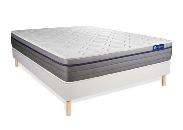 Madrass- och boxspringset 180x210 cm - Actiflex Zen - Vitt boxspringkit