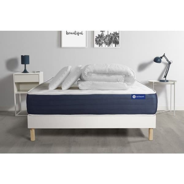 Actilatex sleep 140x190 Latex- och memoryskummadrassbottenset - 22 cm - Balanced - Vitt setbotten + 2 kuddar + kuddar