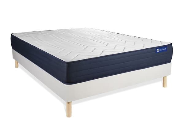 Ensemble Madrass och Sängram 160x190 cm - Actimemo Life - Vit Sängram Kit