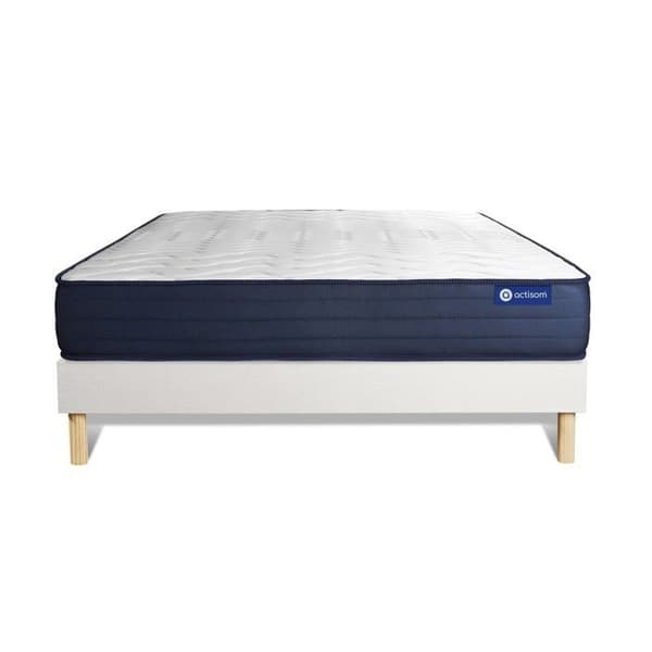 Ensemble sängbotten madrass 140x200 Actimemo liv Minnesform - 22 cm - Mycket fast - sängbotten kit Vit